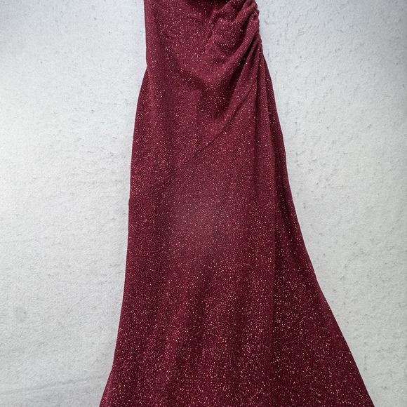 City Triangles Vtg 90s Sparkle Ruched One Shoulder Maxi Gown Dress Size Large - Picture 11 of 12